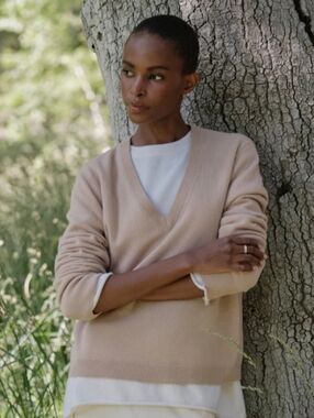 NWT Jenni Kayne Flynn V-Neck Cashmere Sweater Ballet XS